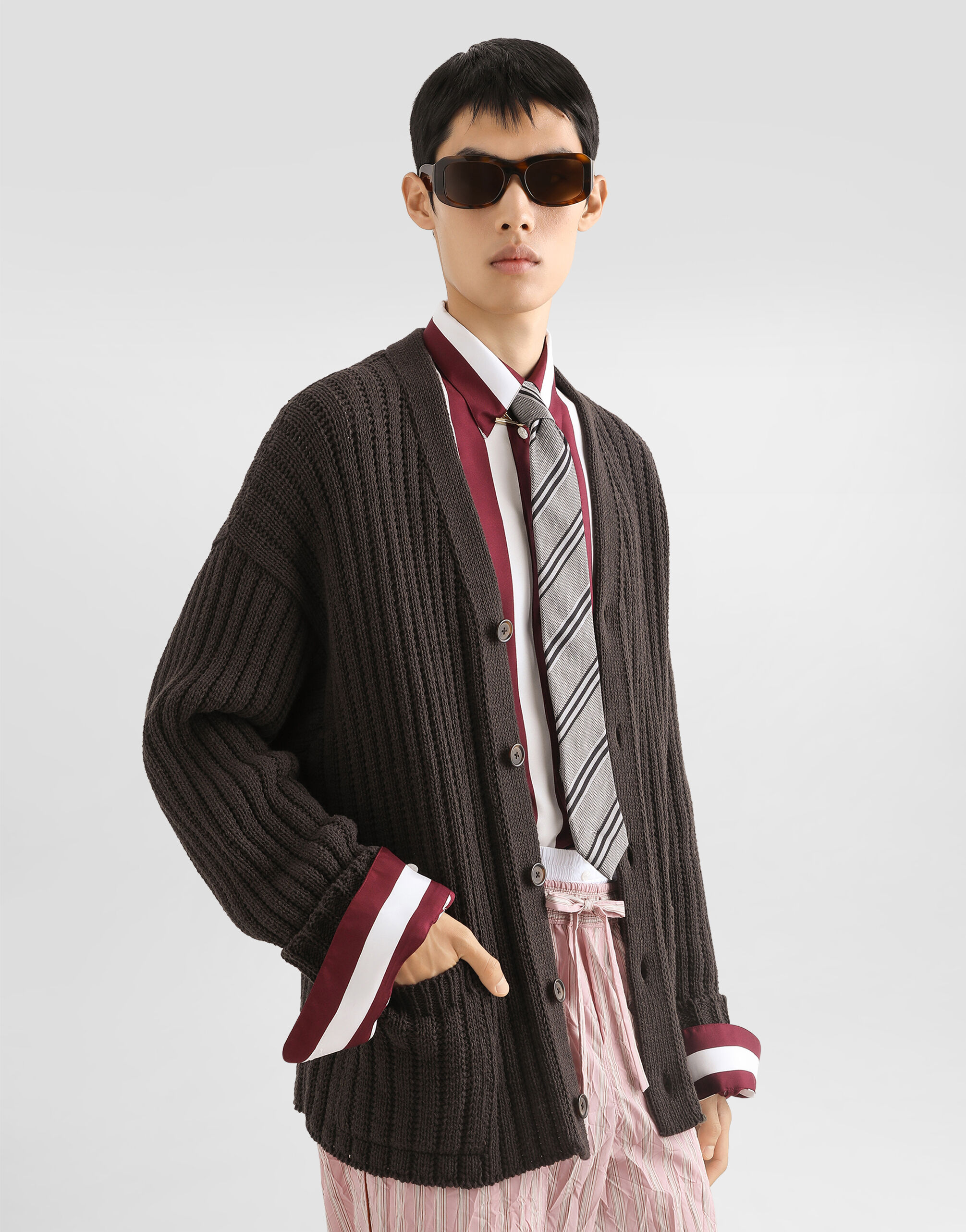 Brownのメンズ コットンブレンド カーディガン | Dolce&Gabbana®