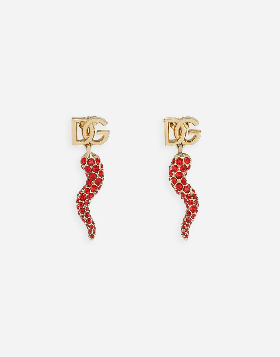 Earrings with rhinestone-detailed horn and DG logo