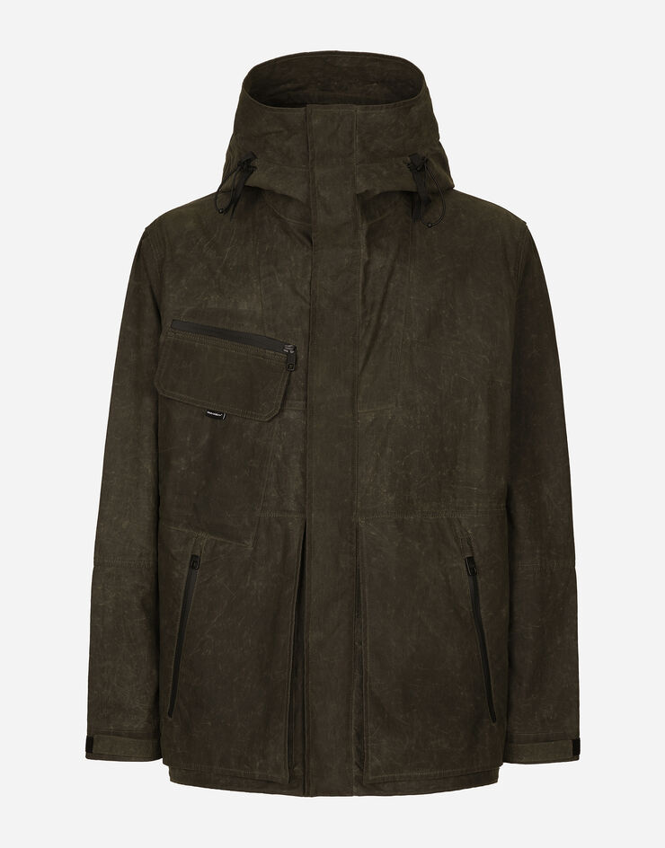 Dolce & Gabbana Lined technical fabric jacket with hood Grey G9BAMTHUMTZ