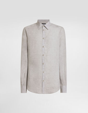 Dolce & Gabbana Camisa Martini de lino Gris G5MM4ZGJ662