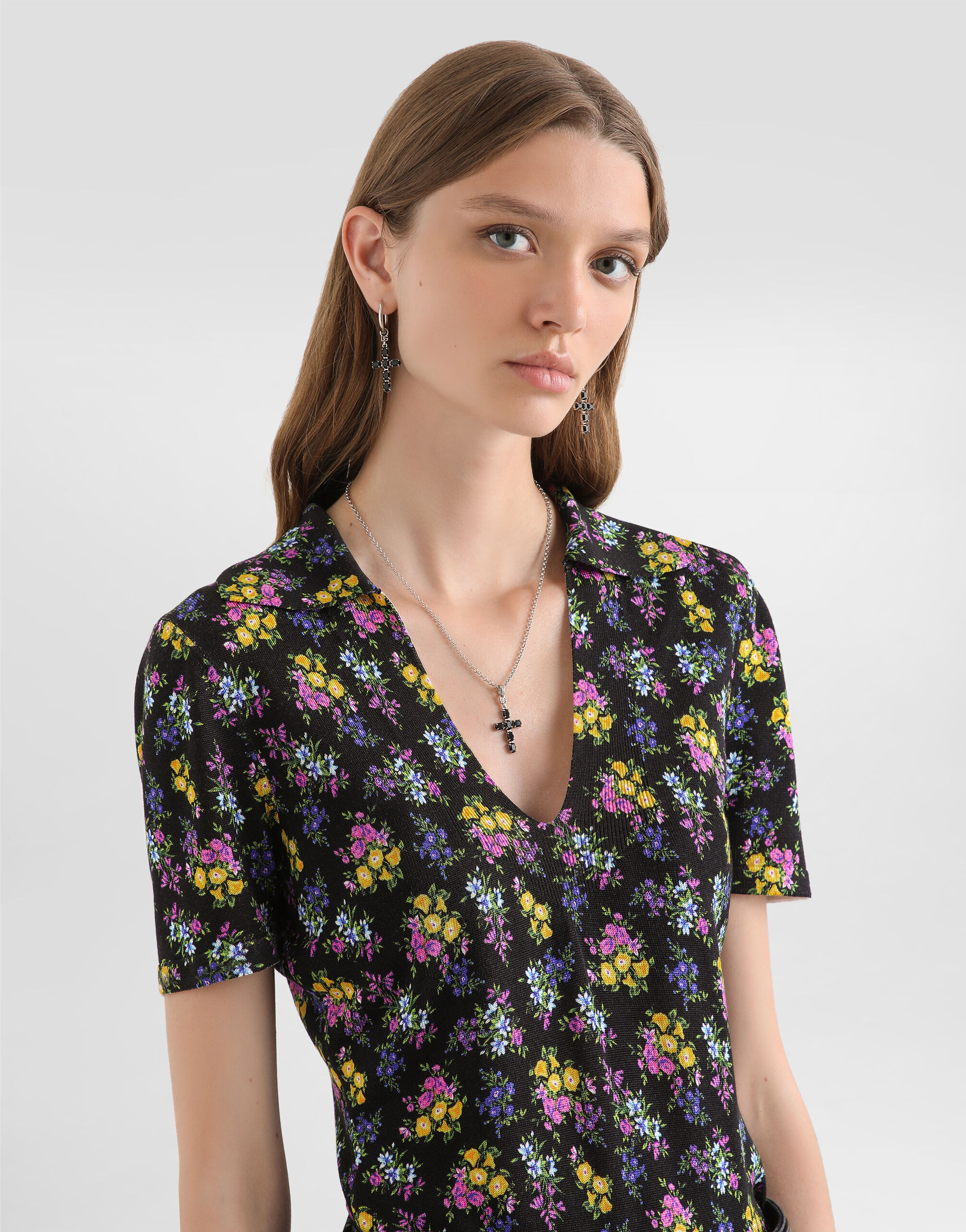 Small floral-print silk pullover in Multicolor for Women
