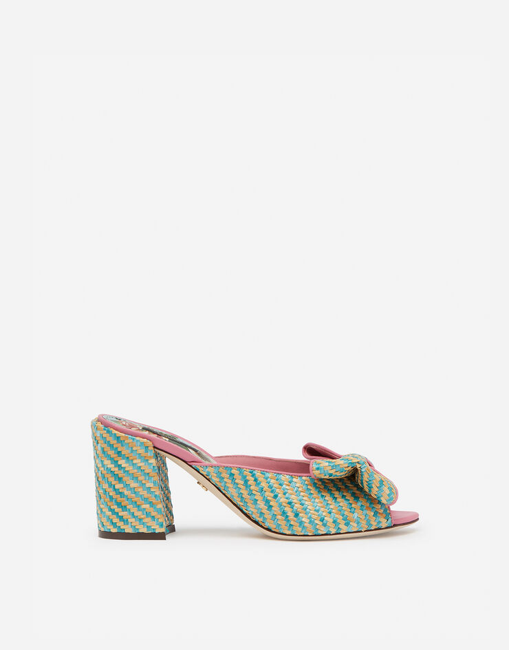 Dolce & Gabbana RAFFIA SLIDERS WITH BOW TÜRKIS/ROSA CR0977AX632