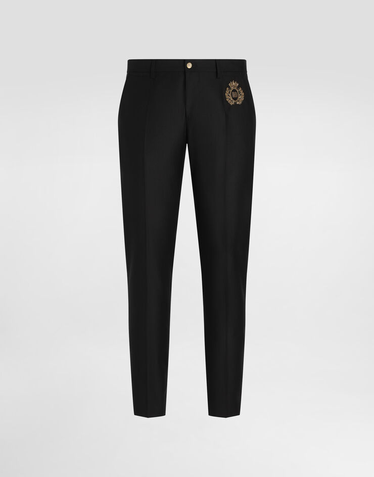 Dolce & Gabbana Sartoriale Hose mit Bundfalten aus Wolle und Seide Schwarz GY5UMZFU3H1