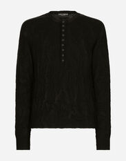 Dolce & Gabbana Grandad neck top in virgin wool Black G020RTHUMDQ