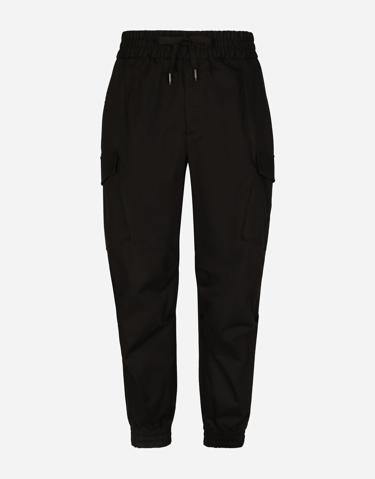 Dolce & Gabbana Pantalon cargo en coton avec plaquette à logo Noir GW5OHTFUFMF