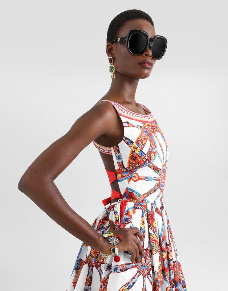 Dolce & Gabbana Carretto-print poplin midi dress Multicolor F615WTGDDTE