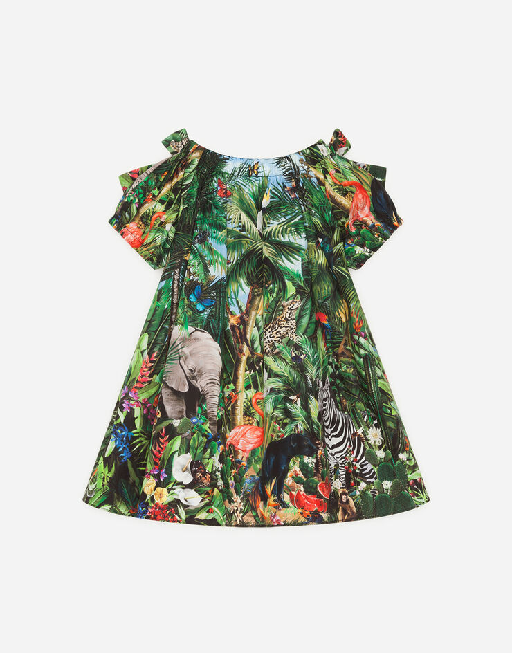 Dolce & Gabbana BAGGY DRESS IN POPLIN WITH JUNGLE PRINT MULTICOLORED L22DI9G7WOE