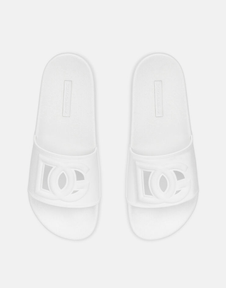 Dolce & Gabbana Rubber beachwear sliders with DG logo White CW2079AO666