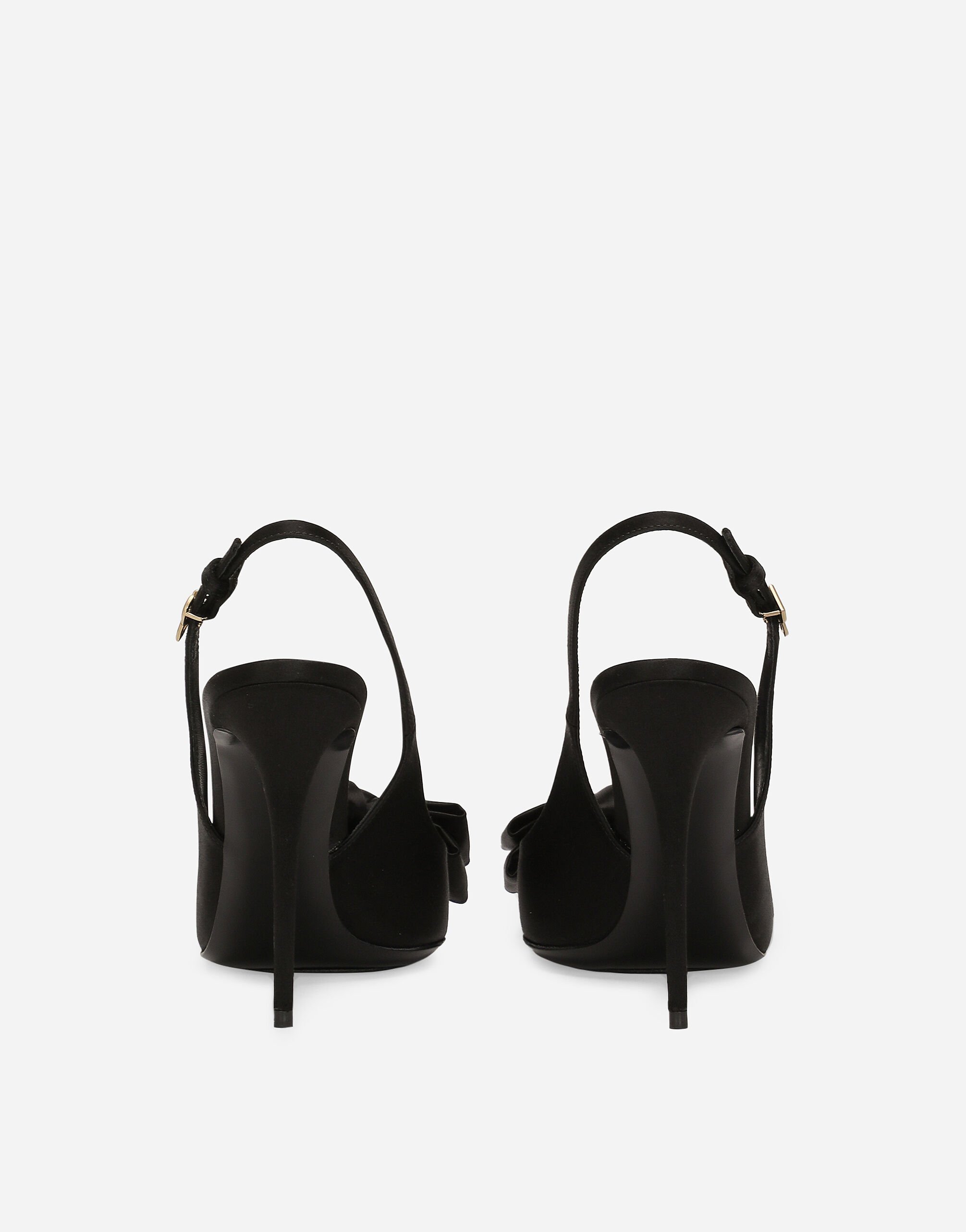 Satin slingbacks with bow detail in Black for Women | Dolce&Gabbana® US