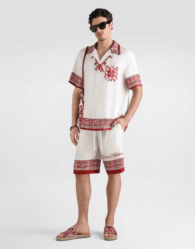 Dolce & Gabbana Majolica-print jacquard twill vanity bermuda Multicolor GV37ATHI135