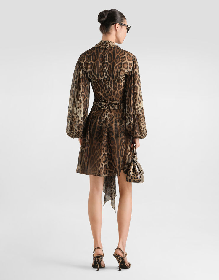 Dolce & Gabbana Kleid aus Chiffon mit Leo-Print Drucken F612JTFS1AR