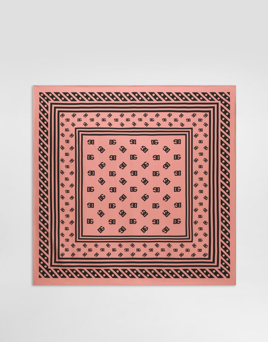 Silk twill foulard with all-over DG logo print (70x70)