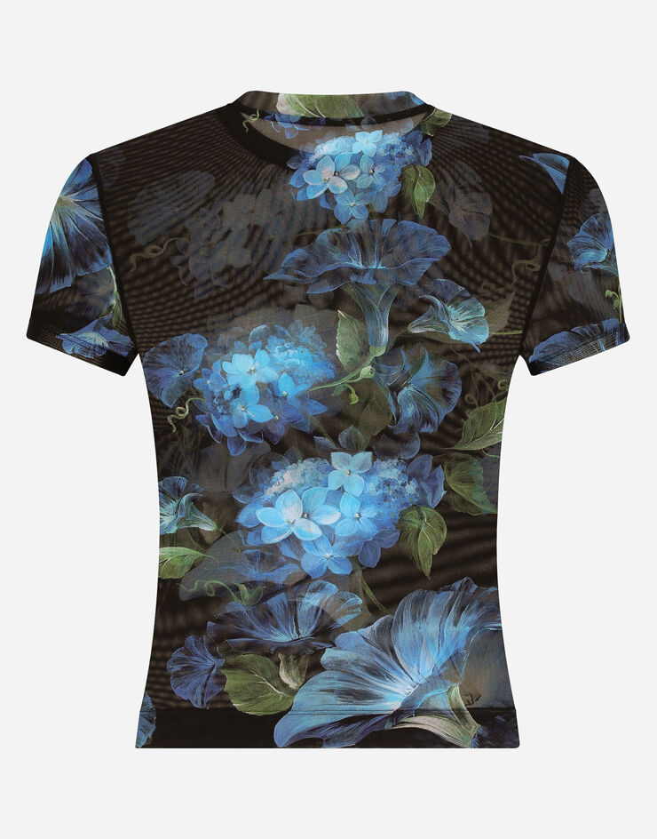Dolce & Gabbana T-Shirt aus Tüll Glockenblumen-Print Print F8U48TFSUBB