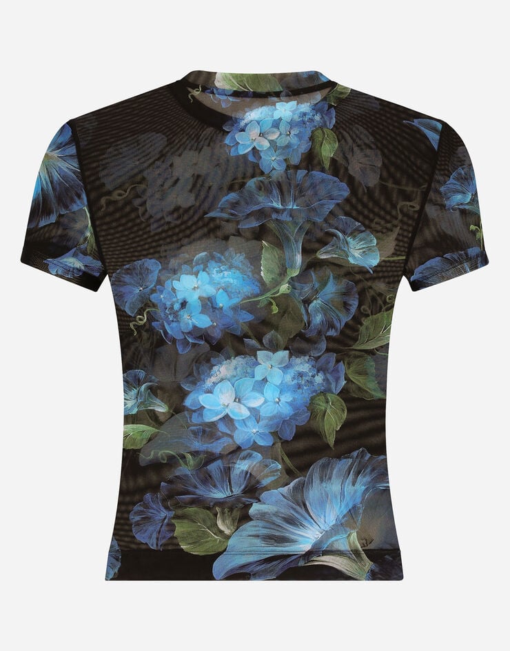 Dolce & Gabbana Tulle T-shirt with bluebell print Print F8U48TFSUBB