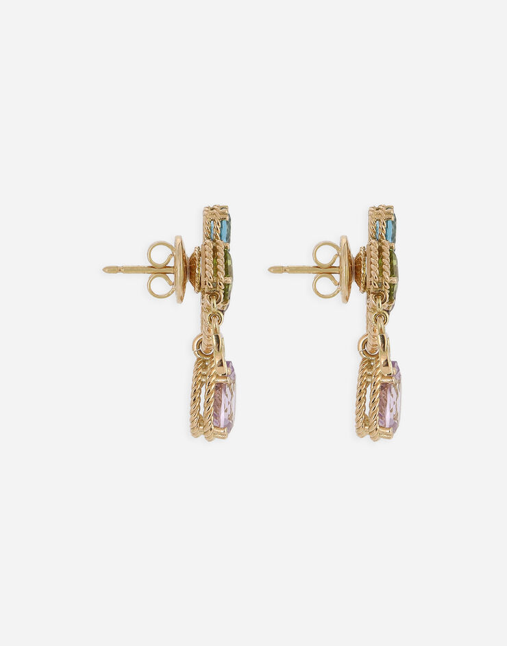 Dolce & Gabbana 18kt yellow gold pierced earrings withmulticolors gemstones Yellow Gold WEQR1GWMIX1