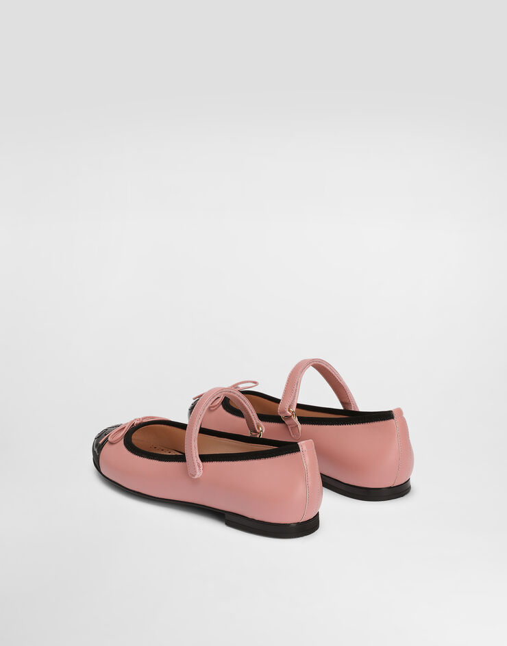 Dolce & Gabbana Patent leather and calfskin ballet flats Pink D11273A7924