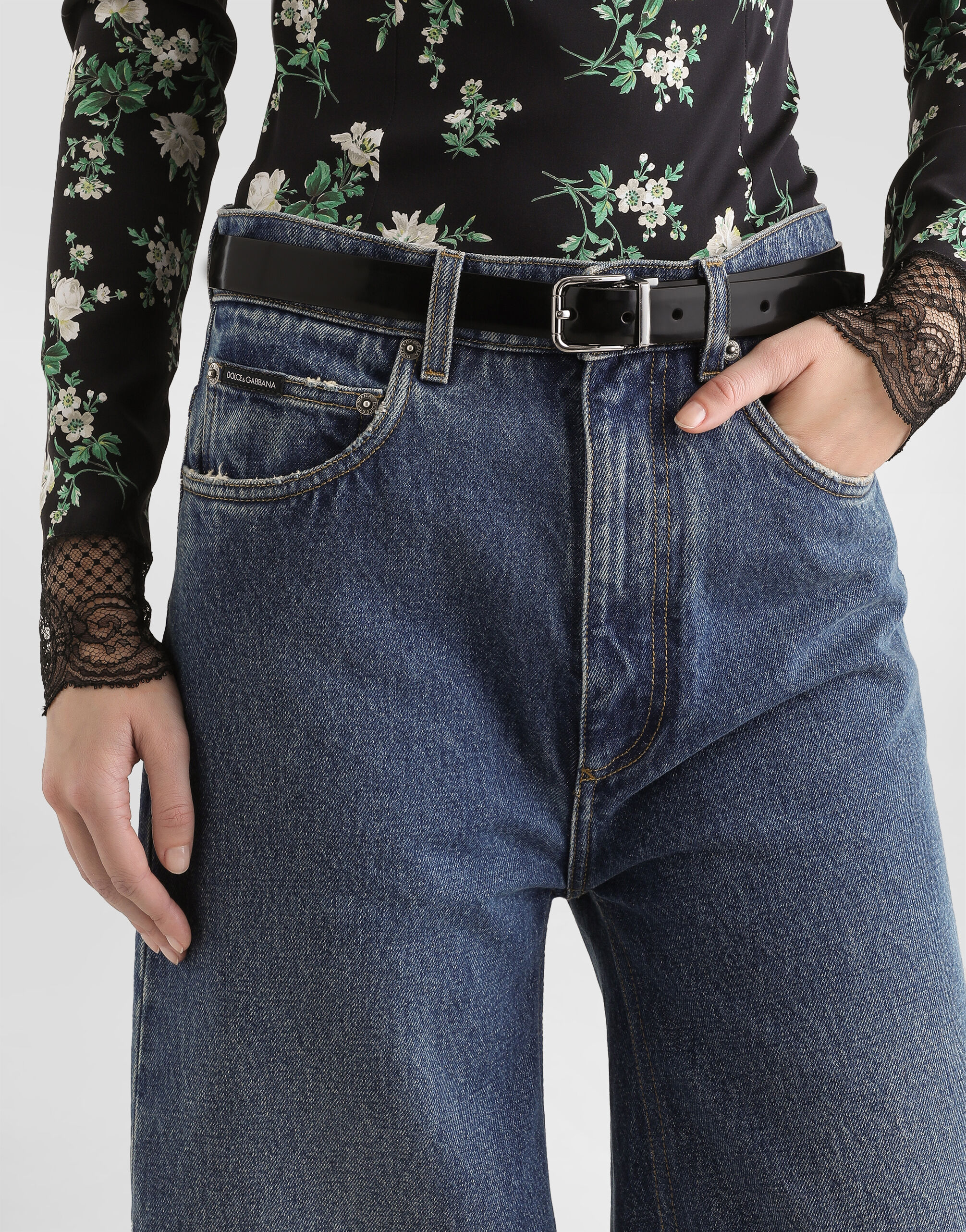 5-pocket denim trousers in Multicolor for Women | Dolce&Gabbana®