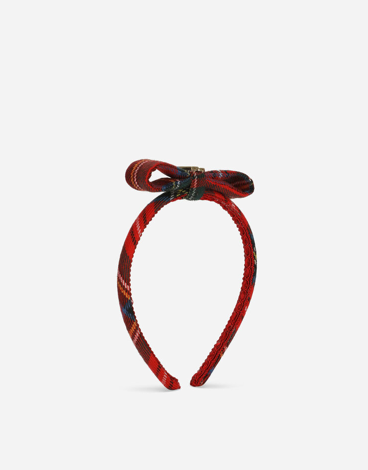 Dolce&Gabbana Tartan hairband with bow and DG logo Multicolor LB3L57G7KF3