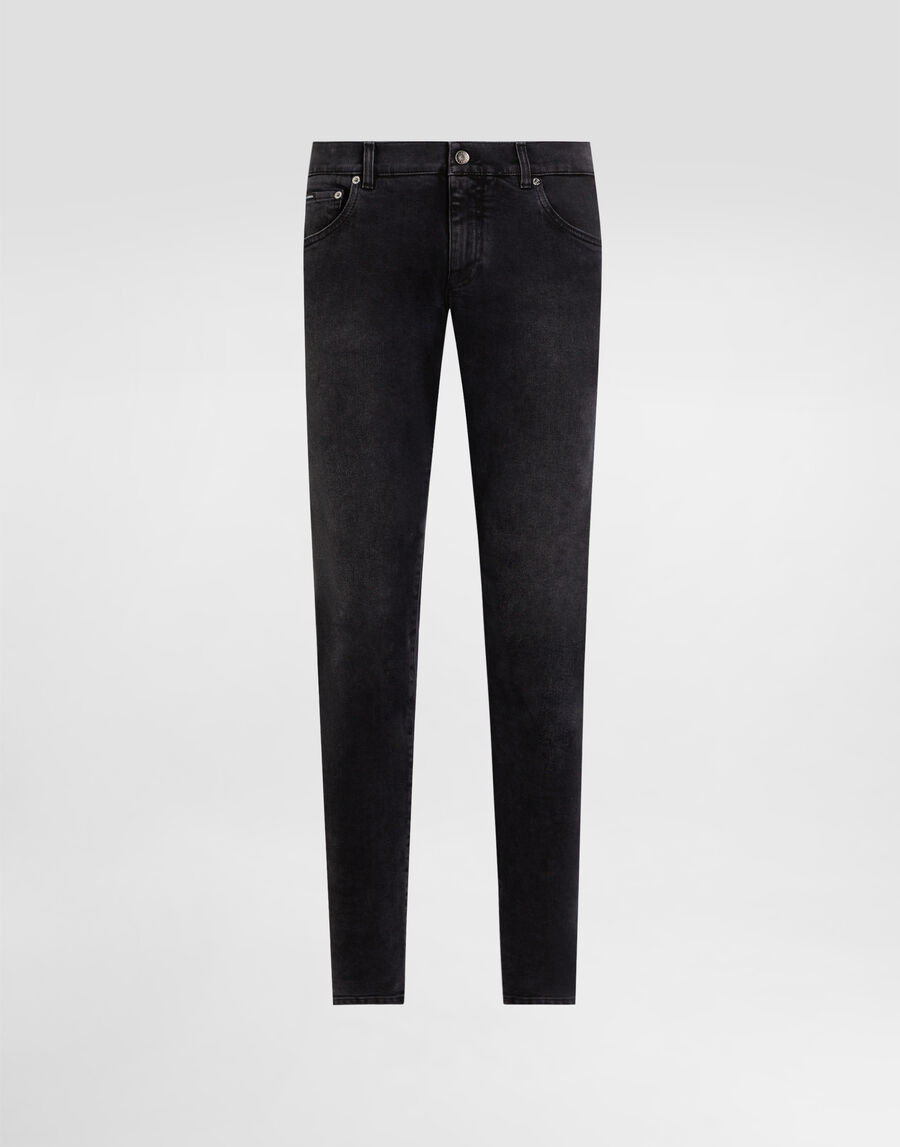 Gray wash skinny stretch jeans