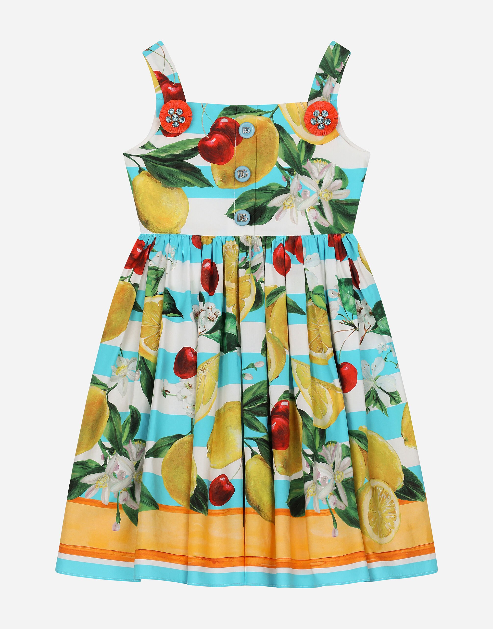 Dolce & Gabbana Poplin dress with lemon and cherry print Print L53DI6HS5QR