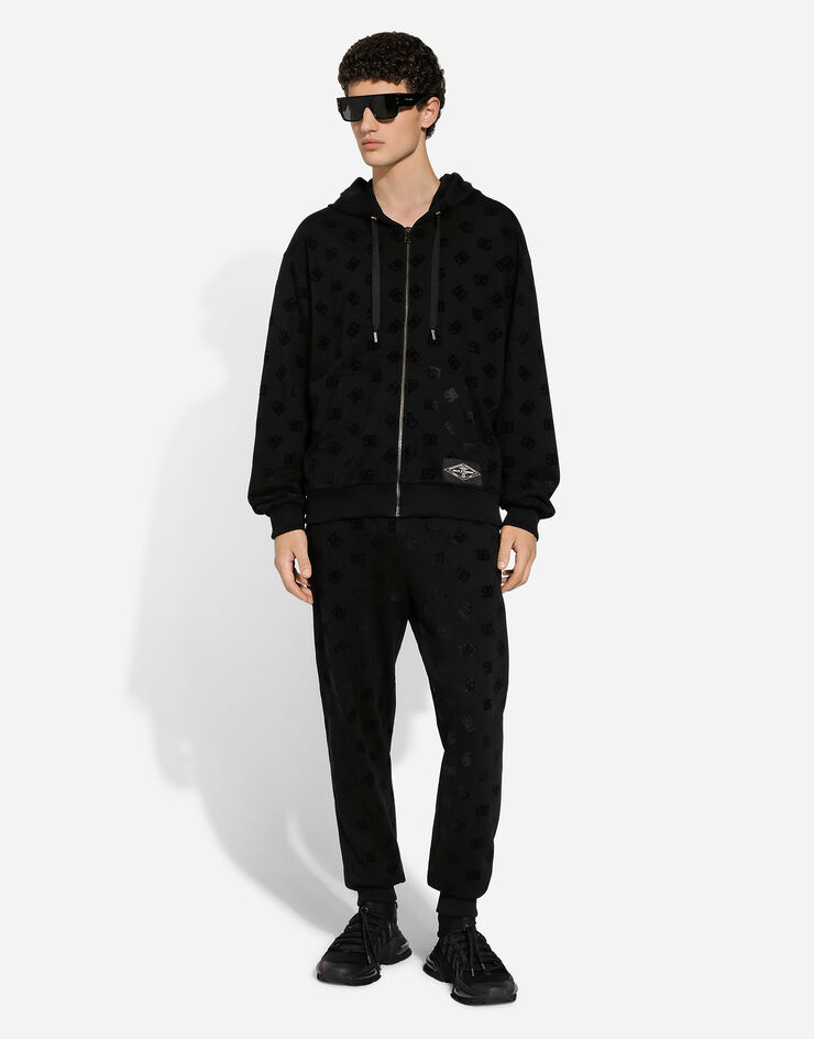 Dolce & Gabbana 整体 DG 徽标印花平纹针织慢跑裤 黑 GV2VHTG7NWD