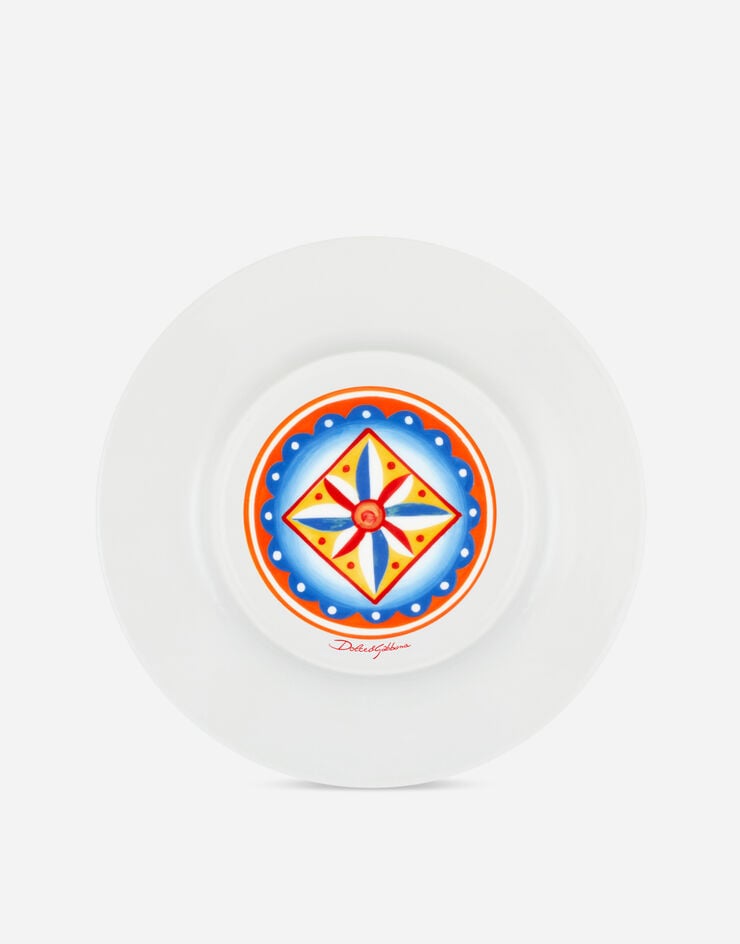 Dolce & Gabbana Set 2 Dinner Plates in Fine Porcelain Multicolor TC0S04TCA01