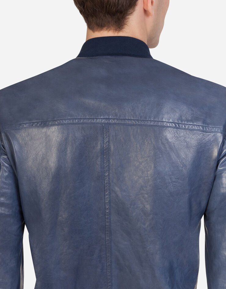 Dolce & Gabbana Leather zip-up jacket 蓝 G9RM6LHULF8