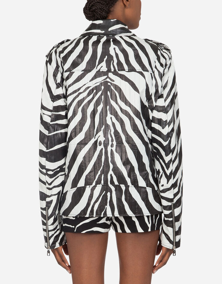 Dolce & Gabbana Biker jacket in eel skin with zebra print ANIMAL PRINT F9I24LHULH4