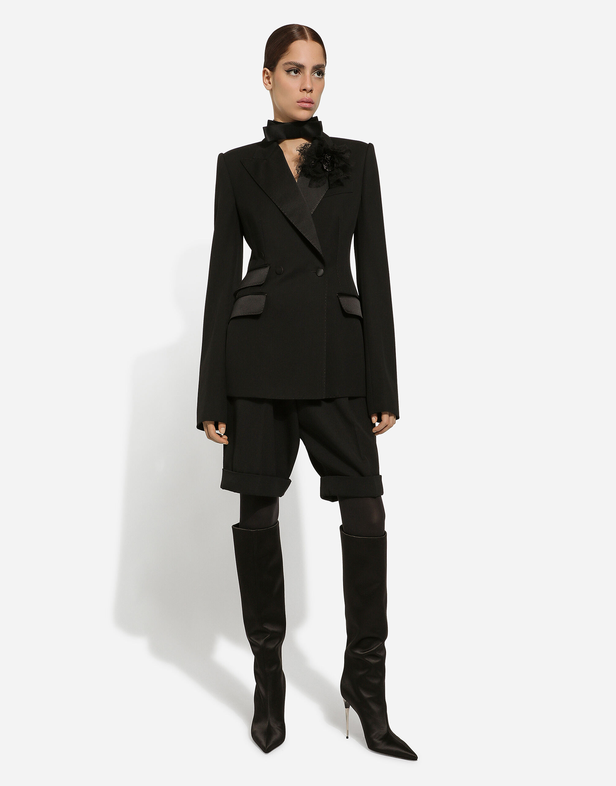 Wool gabardine shorts in Black for Women | Dolce&Gabbana® US