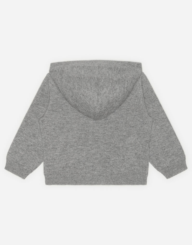 Dolce & Gabbana Hooded cashmere sweater with heritage embroidery GREY L1KW21JAW00