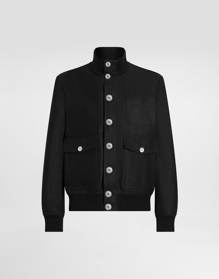 Dolce & Gabbana Blouson en lin Noir G9BOFTFU4LX