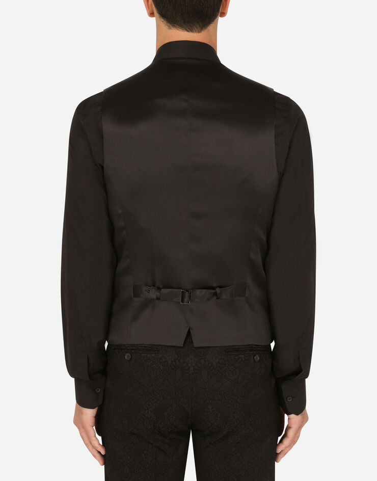 Dolce & Gabbana Двубортный костюм Sicilia из эластичного жаккарда черный GK4JMTFJRDP