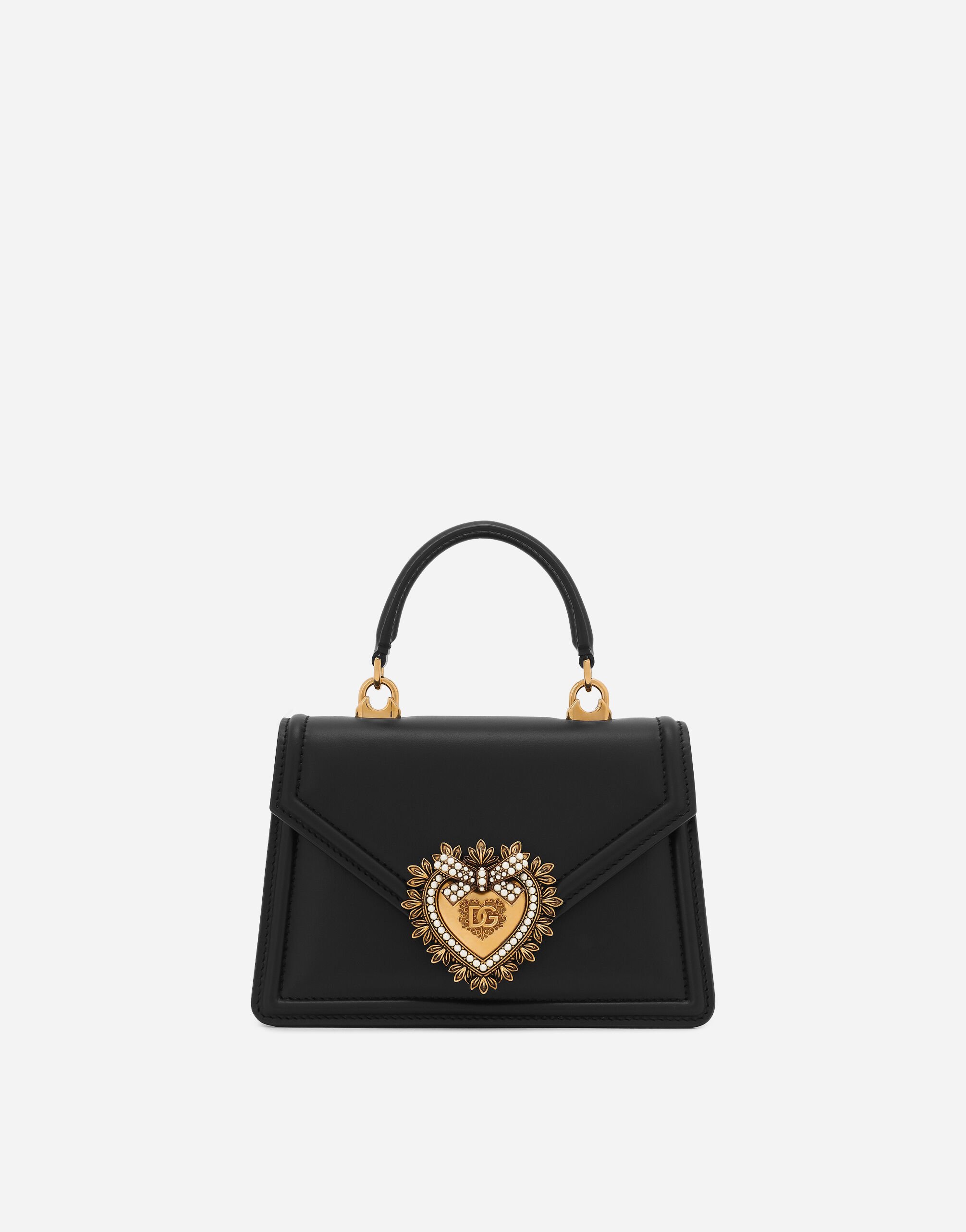 Dolce & Gabbana Small smooth calfskin Devotion bag Black BB7100AW437