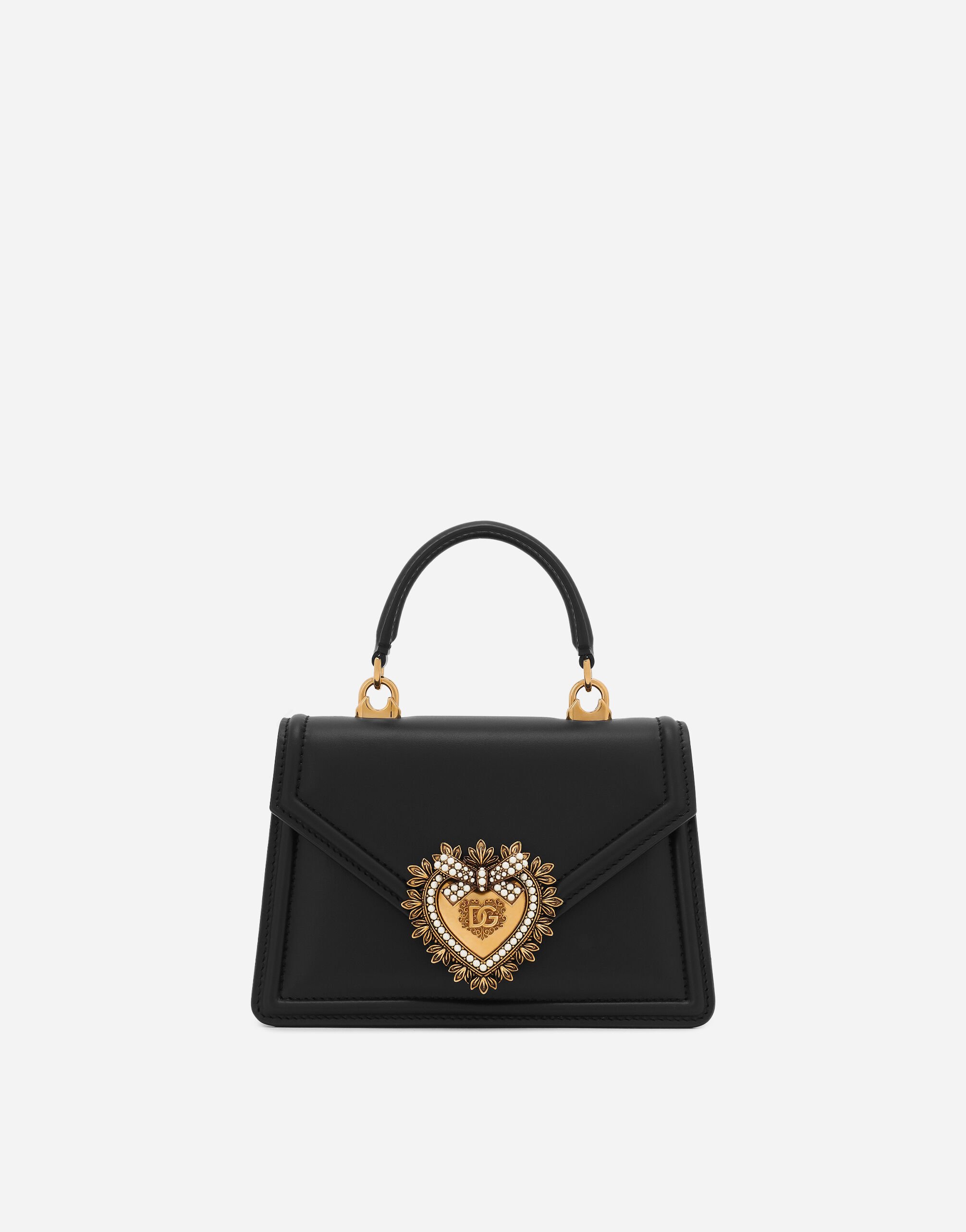 Bolso pequeno Devotion de terciopelo liso en Negro de Mujer Dolce Gabbana