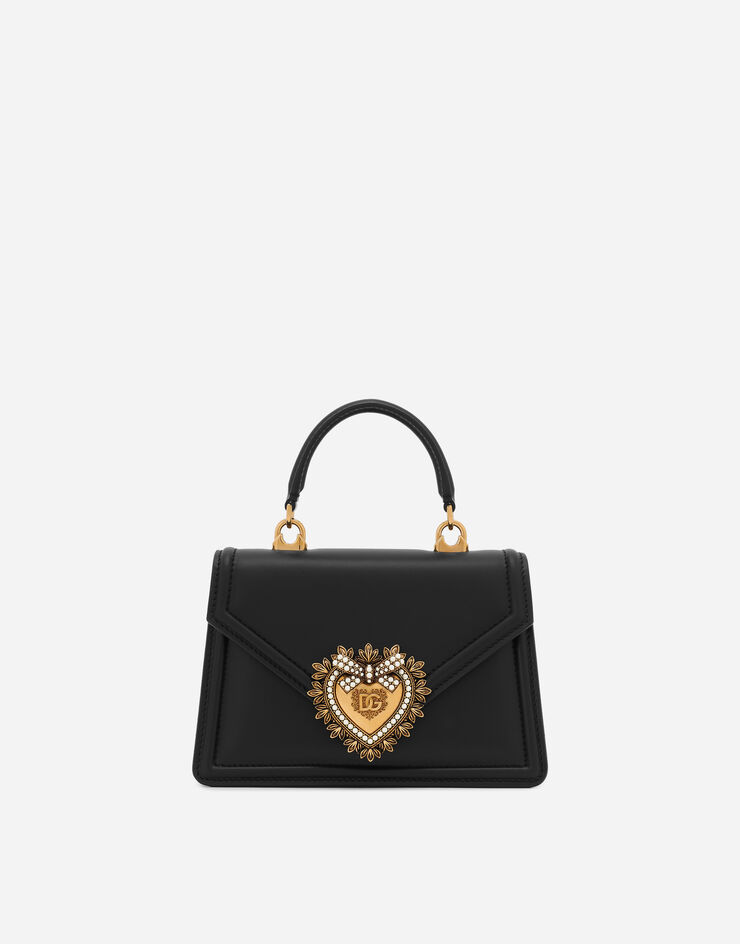 Dolce & Gabbana Petit sac Devotion en cuir de veau lisse Noir BB6711AV893