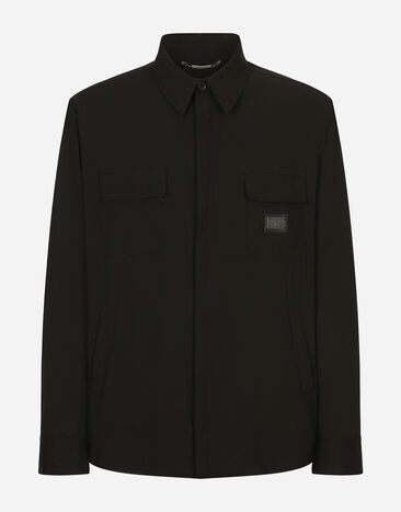 Dolce & Gabbana Camisa de nailon con placa con logotipo Negro G036CTFUSXS