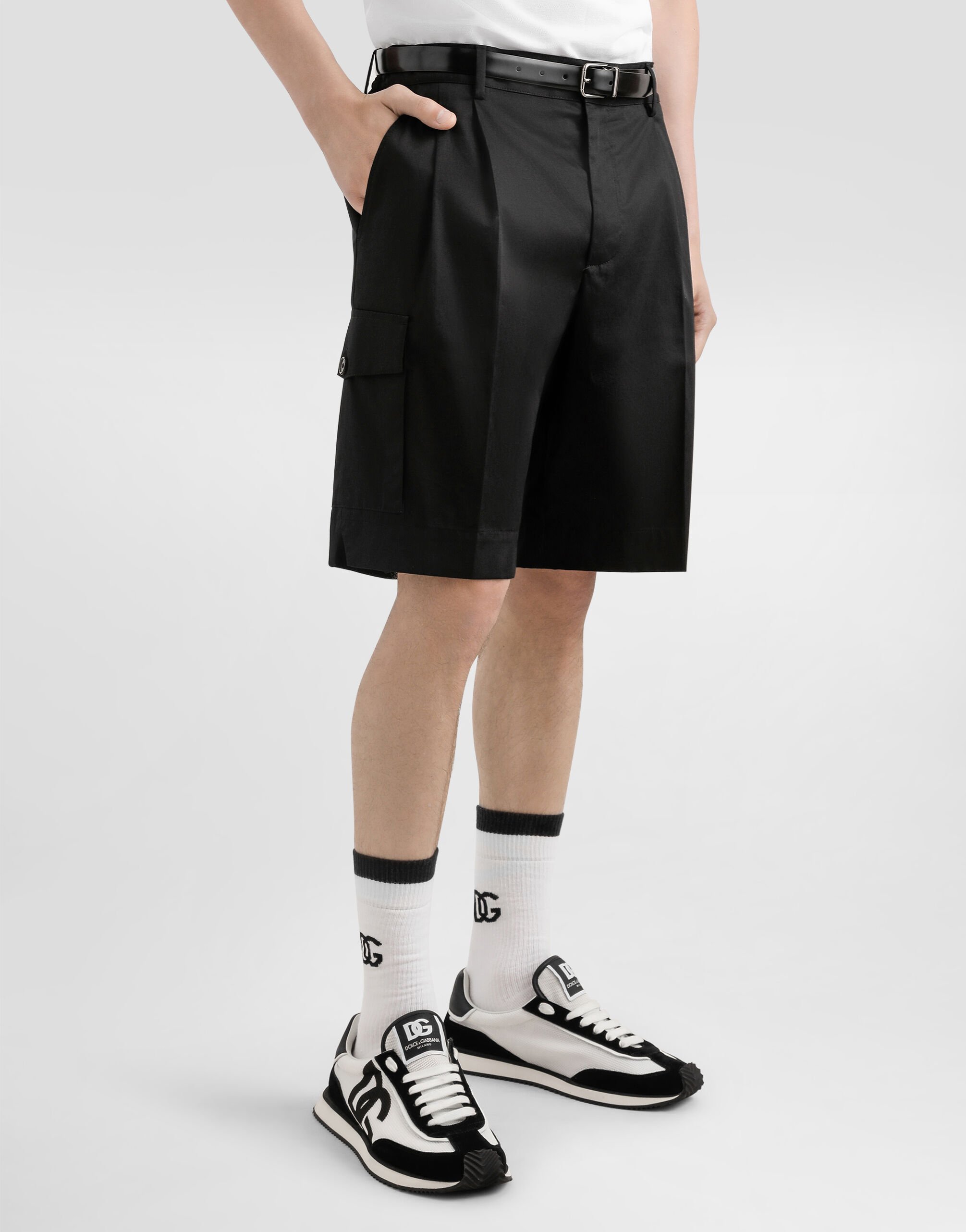 Dolce & Gabbana☆ショートパンツ マルチカラーのメンズ ロゴプレート コットン デニム ショート