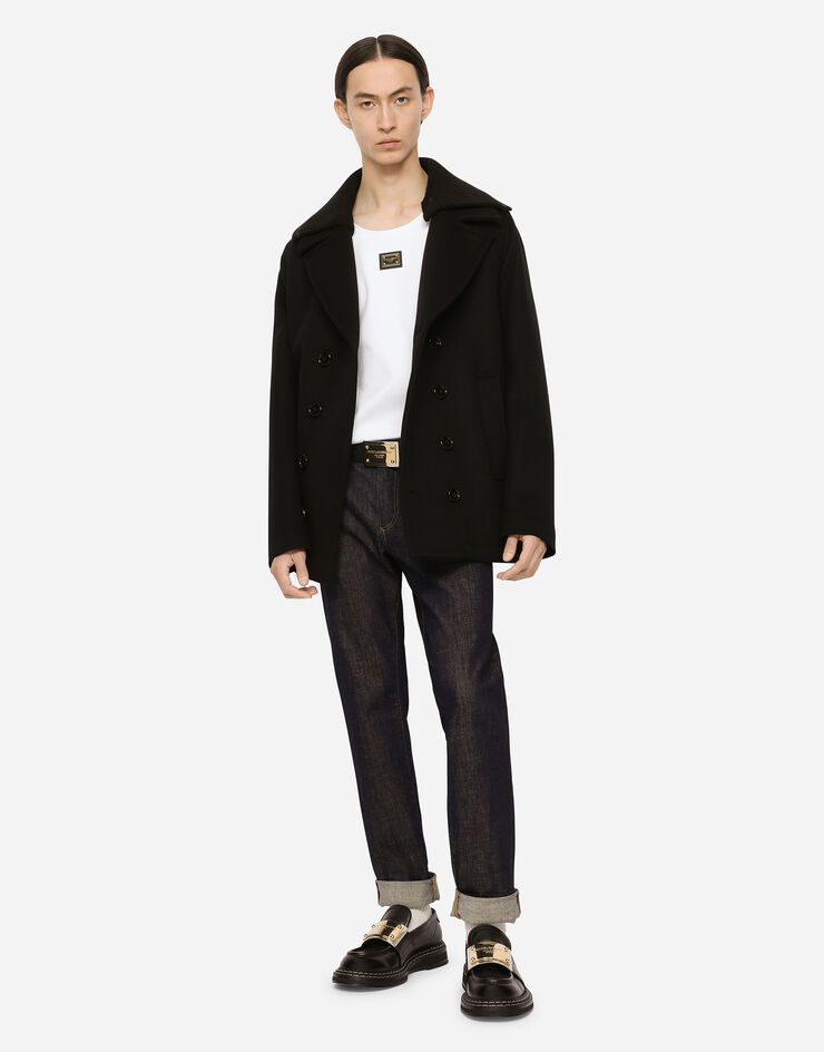 Wool and cashmere peacoat in Black for | Dolce&Gabbana® US