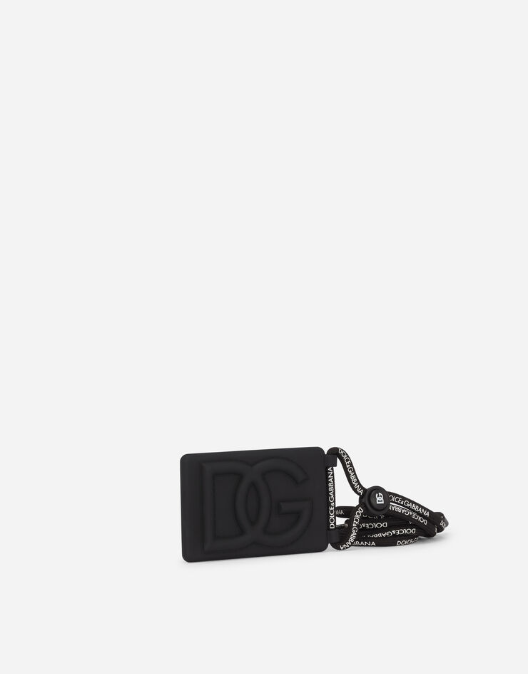 Dolce & Gabbana Rubber badge holder with embossed logo Black BP3237AG816
