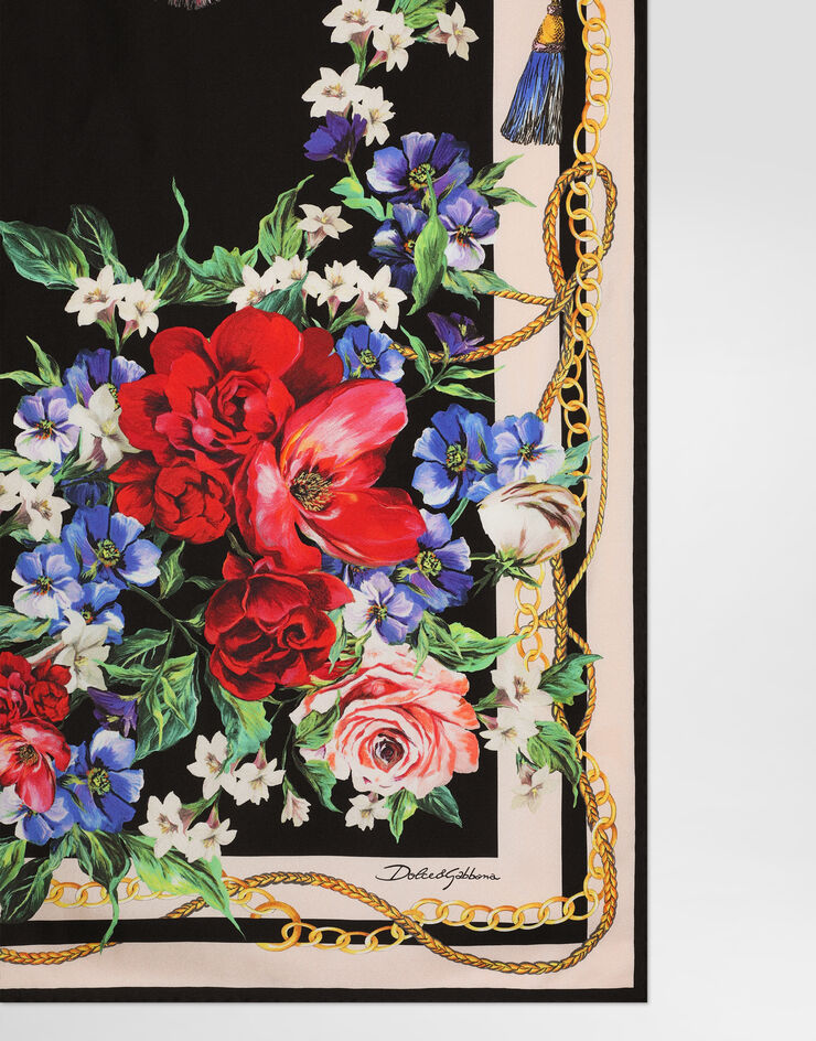Dolce & Gabbana وشاح فولار من تويل حريري بطبعة زهور (70x70) مطبعة FN092RGDC5J