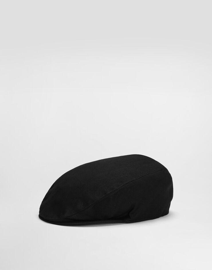 Dolce & Gabbana Cotton flat cap with logo tag Black GH587AGJ172