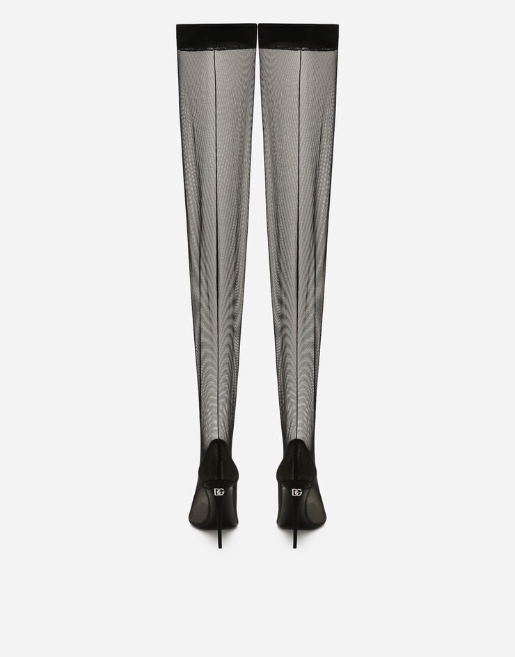 Dolce & Gabbana KIM DOLCE&GABBANA Stretch tulle thigh-high boots Black CU1128AL786