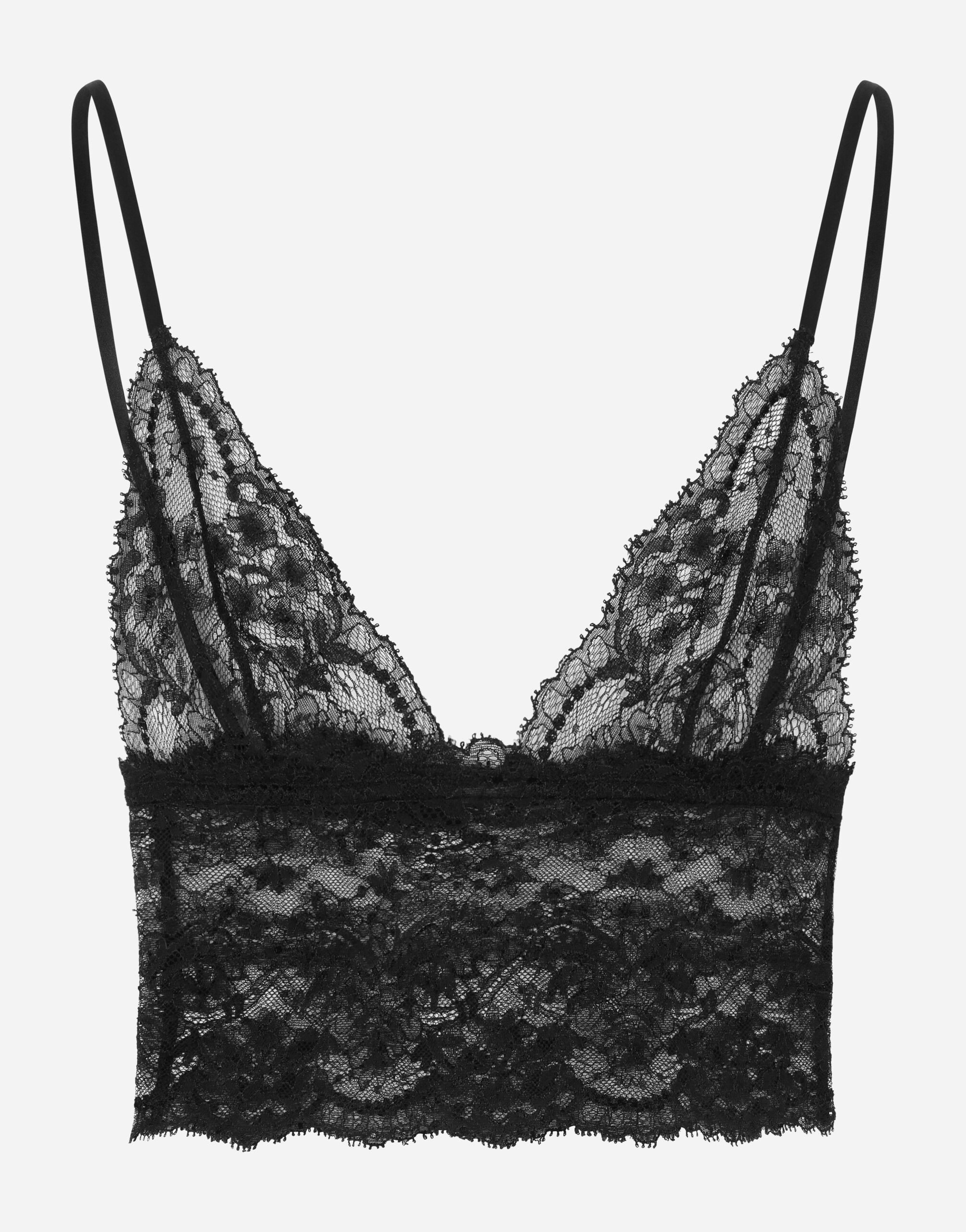 Dolce & Gabbana Lace top with spaghetti straps Black O1G24TONQ79