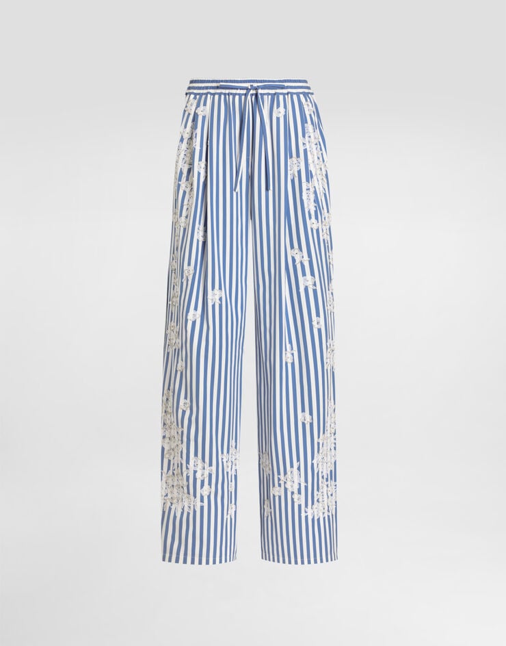 Dolce & Gabbana Striped poplin trousers with embroidery and rhinestones Dolce & Gabbana Striped poplin trousers with embroidery and rhinestones Multicolor FTDJDZGDDRU