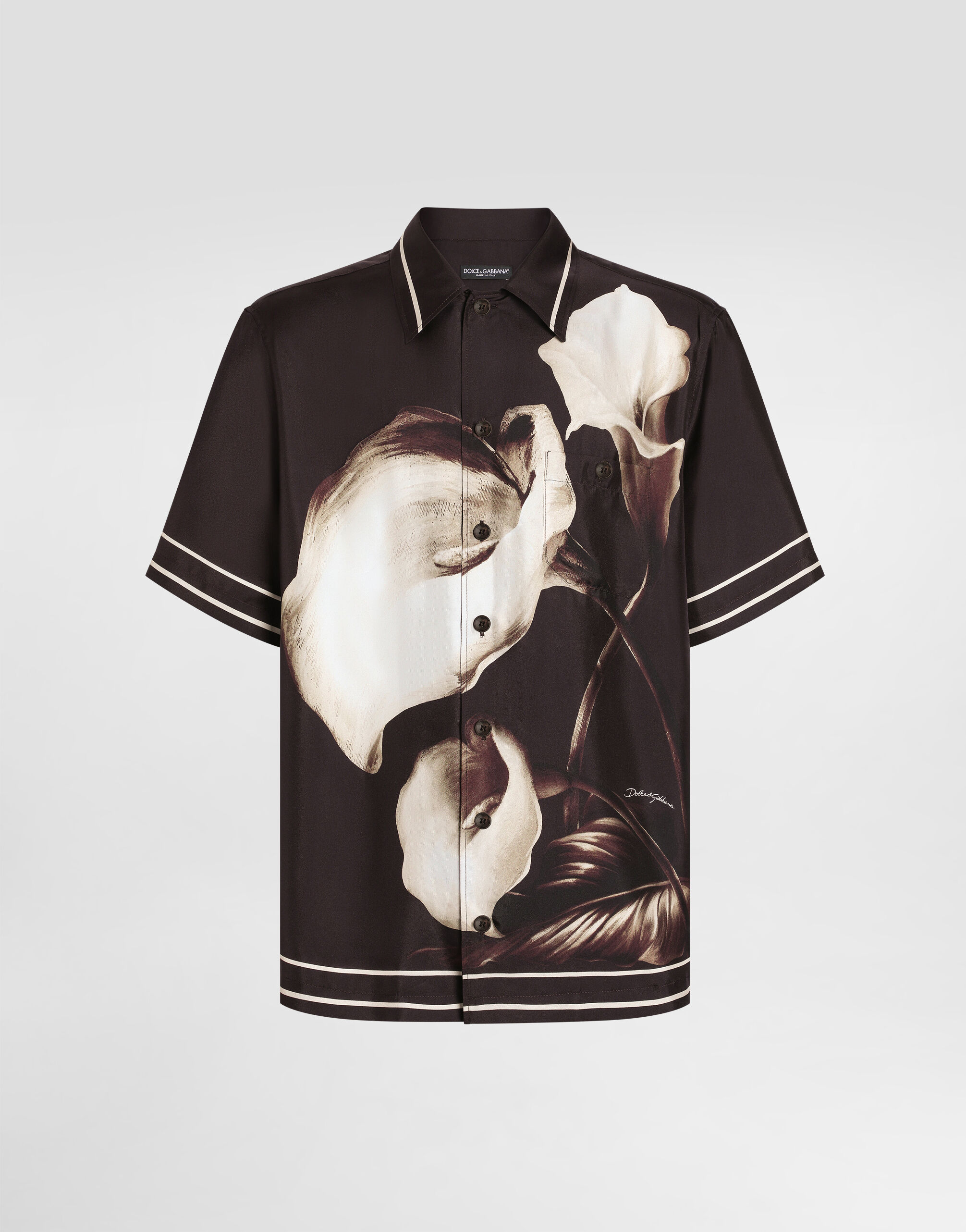 Calle lily-print hawaii silk twill shirt