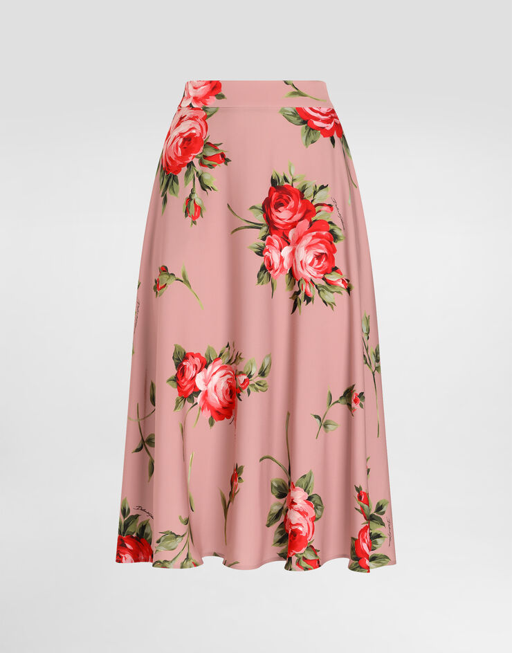Dolce & Gabbana Rose bouquet-print midi skirt Multicolor F4C02TFSA8Q