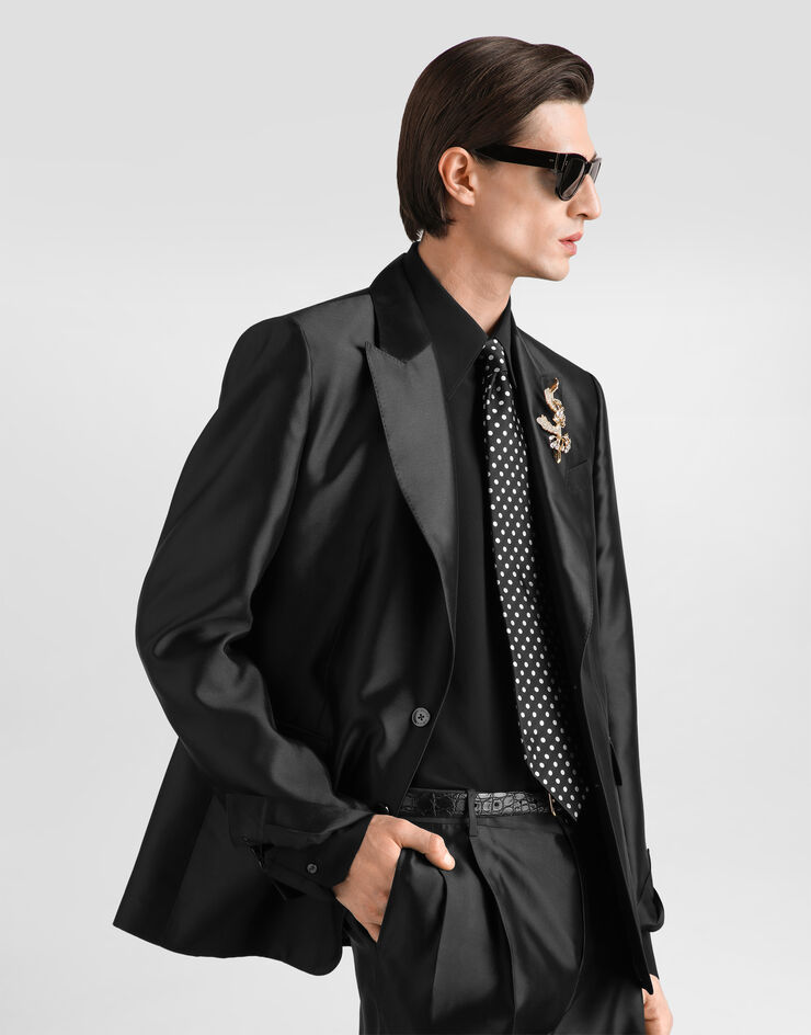 Dolce & Gabbana Sicilia light single-breasted mikado silk jacket Dolce & Gabbana Sicilia light single-breasted mikado silk jacket Black G2TV4TFU1L6