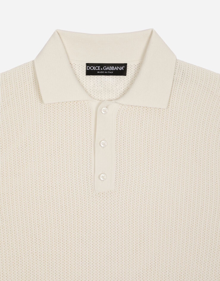 Dolce&Gabbana قميص بولو قطني ببطاقة شعار أبيض GXP68TJBCAB