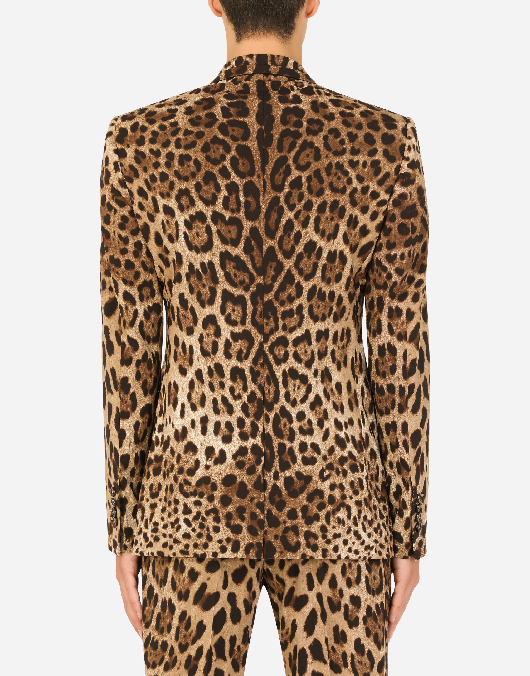 Double breasted wool Sicilia fit suit with leopard print in ANIMAL