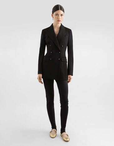 Dolce & Gabbana Double-breasted Milano rib jacket Black F29RSTFUGPN